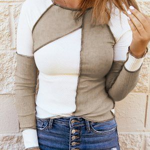 Irregular Color Block Seaming Top